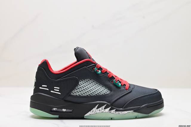 公司级nike Jordan Air Jordan 5 Retro Low Cny 皮革 舒适百搭 防滑 耐磨 低帮 复古篮球鞋 中底侧面带有战斗机的鲨鱼牙齿纹