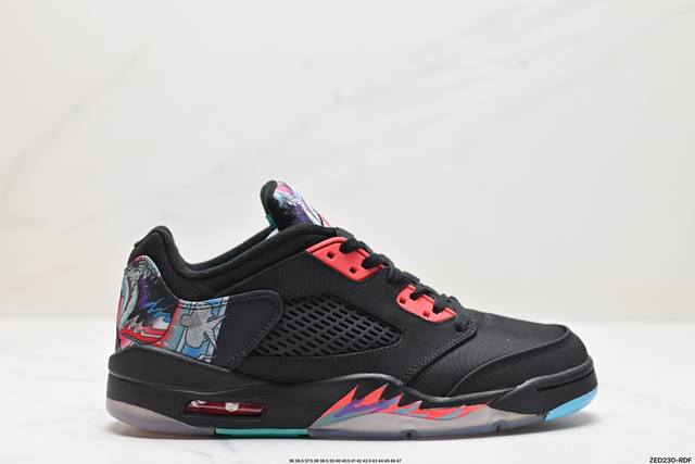 公司级nike Jordan Air Jordan 5 Retro Low Cny 皮革 舒适百搭 防滑 耐磨 低帮 复古篮球鞋 中底侧面带有战斗机的鲨鱼牙齿纹