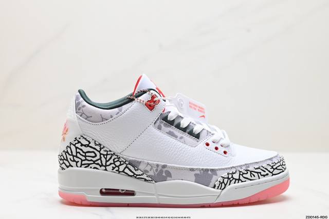 公司级nike Air Jordan 3 Retro皮革 潮流 防滑耐磨包裏性 中帮 复古篮球鞋 缜密拉帮及中底钢印细节 全新底模 货号:Hm6993-100