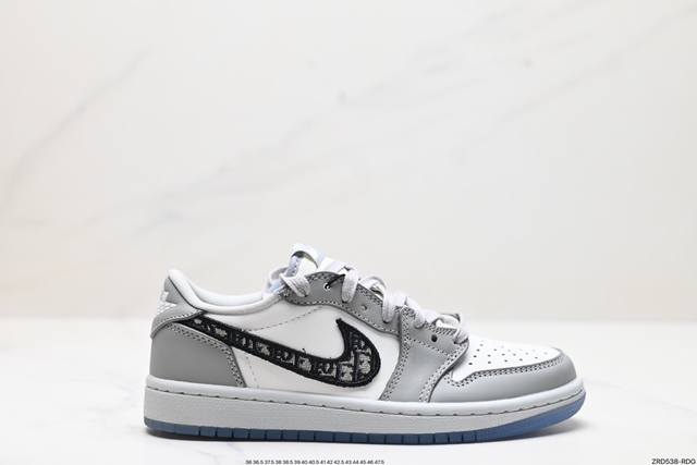 公司级dior X Nike Jordan Air Jordan 1 Low Og 皮革 明星同款 减震防滑耐磨 低帮 复古篮球鞋 原楦原纸板 原厂头层皮料 铸