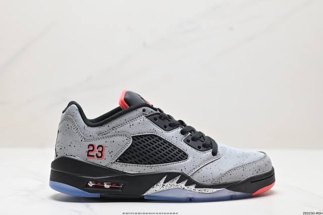 公司级nike Jordan Air Jordan 5 Retro Low Cny 皮革 舒适百搭 防滑 耐磨 低帮 复古篮球鞋 中底侧面带有战斗机的鲨鱼牙齿纹