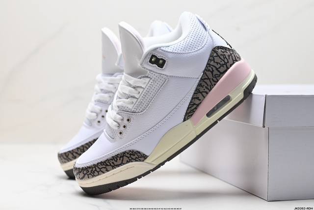 公司级nike Air Jordan 3 Retro皮革 潮流 防滑耐磨包裏性 中帮 复古篮球鞋 缜密拉帮及中底钢印细节 全新底模 货号:Ck9246-102