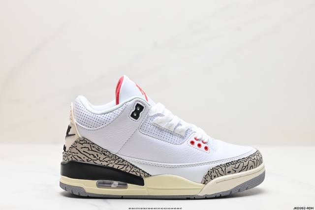 公司级nike Air Jordan 3 Retro皮革 潮流 防滑耐磨包裏性 中帮 复古篮球鞋 缜密拉帮及中底钢印细节 全新底模 货号:Ck9246-102