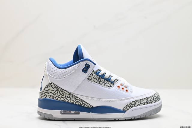 公司级nike Air Jordan 3 Retro皮革 潮流 防滑耐磨包裏性 中帮 复古篮球鞋 缜密拉帮及中底钢印细节 全新底模 货号:Ck9246-102