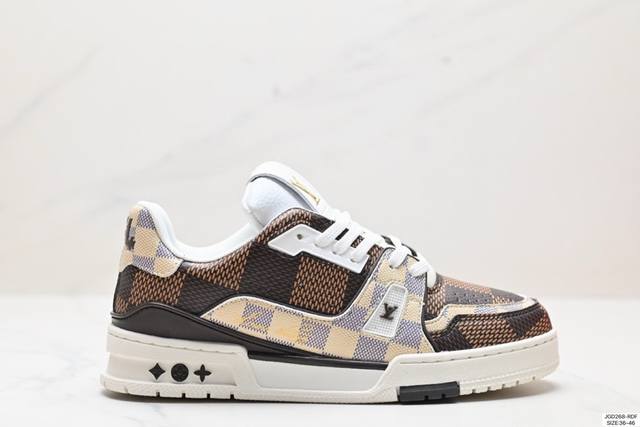 降价 公司级全新lv路易威登louis Vuitton Trainer Sneaker Low休闲运动文化百搭板鞋 尺码:36-46 id:Jgd268-Rdf - 点击图像关闭