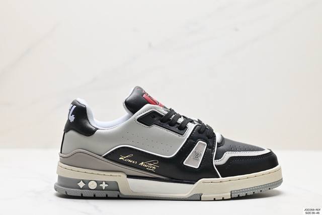 降价 公司级全新lv路易威登louis Vuitton Trainer Sneaker Low休闲运动文化百搭板鞋 尺码:36-46 id:Jgd268-Rdf