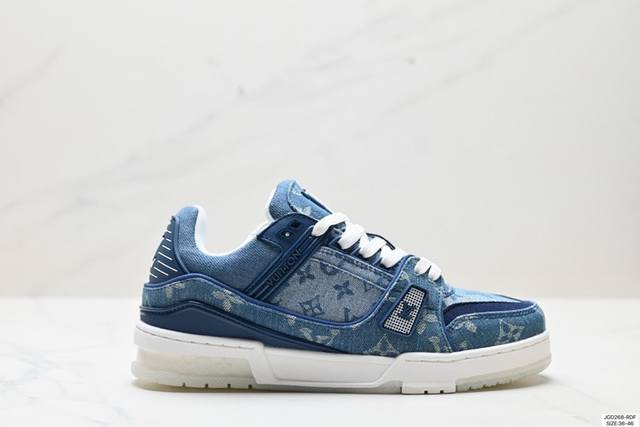 降价 公司级全新lv路易威登louis Vuitton Trainer Sneaker Low休闲运动文化百搭板鞋 尺码:36-46 id:Jgd268-Rdf