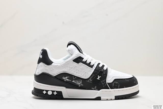 降价 公司级全新lv路易威登louis Vuitton Trainer Sneaker Low休闲运动文化百搭板鞋 尺码:36-46 id:Jgd268-Rdf