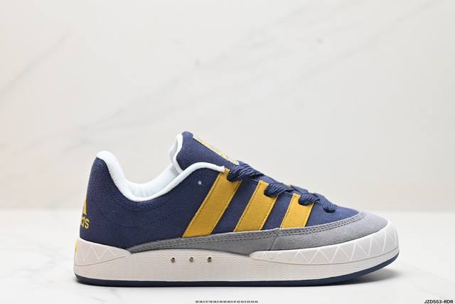 公司级adidas Adimatic Low 马蒂奇系列低帮 复古鲨鱼面包鞋运动休闲滑板板鞋 整个鞋面由色彩艳丽的麂皮制成 搭配品牌标志性大尺寸三条纹 Logo