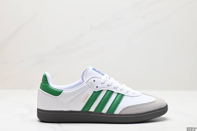 真标阿迪达斯三叶草adidas Originals Samba Vegan Og”Spd”桑巴舞系列绅士德训足球风百搭低帮休闲运动板鞋 货号:B75807 尺码