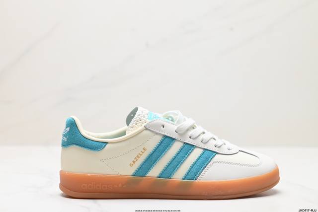 公司级adidas Originals Gazelle Indoor 三叶草休闲防滑耐磨低帮板鞋 鞋头出色设计 塑就出众贴合感 稳固的后跟贴合足部曲线设计 软弹