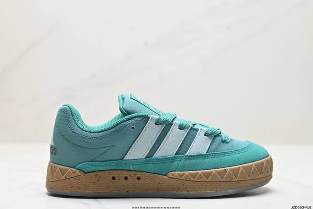 公司级adidas Adimatic Low 马蒂奇系列低帮 复古鲨鱼面包鞋运动休闲滑板板鞋 整个鞋面由色彩艳丽的麂皮制成 搭配品牌标志性大尺寸三条纹 Logo