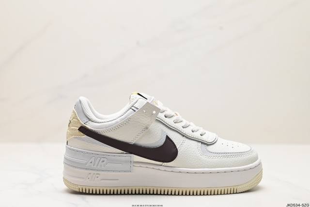 公司级耐克nike Wmns Air Force 1 Shadow全新少女系解构主义设计 马卡龙空军一号轻量增高低帮百搭板鞋 为经典设计注入玩味元素 分层结构