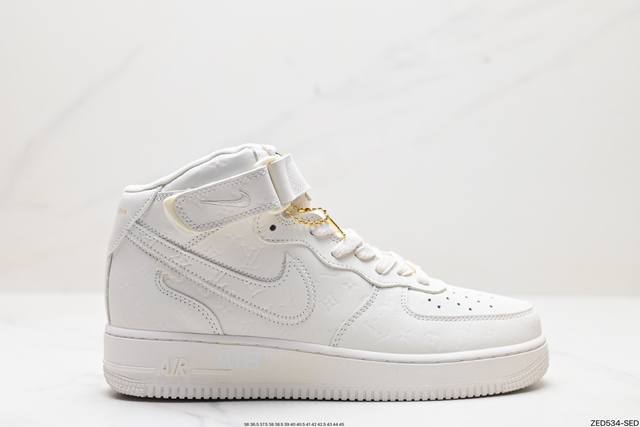 公司级nike Air Force 1 High X Louis Vuitton 原楦头原纸板 打造纯正高帮空军版型 专注外贸渠道 全掌内置蜂窝气垫 原盒配件