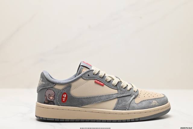 公司级aj1倒勾travis Scott X Air Jordan 1 ” Reverse Mocha “ Aj1乔1 Ts 闪电 联名倒钩 低帮文化篮球鞋 完