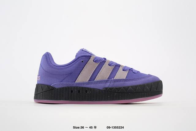 公司级adidas Adimatic Low 马蒂奇系列低帮 复古鲨鱼面包鞋运动休闲滑板板鞋 整个鞋面由色彩艳丽的麂皮制成 搭配品牌标志性大尺寸三条纹 Logo