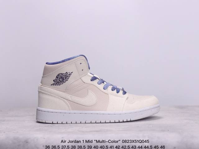 乔丹air Jordan 1 Mid Multi-Color 多色拼接 这款中帮air Jordan 1 Aj1 乔1采用普通皮革打造，搭配尼龙鞋舌。它的整个鞋 - 点击图像关闭