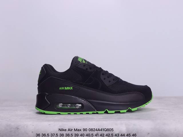 真标耐克nike Air Max 90 经典复古小气垫缓震跑鞋 鞋面由皮和革织物打造，犀利的条线打造出酷劲十的足视觉效果 网布鞋增面强透气性，穿着为极舒适 经可