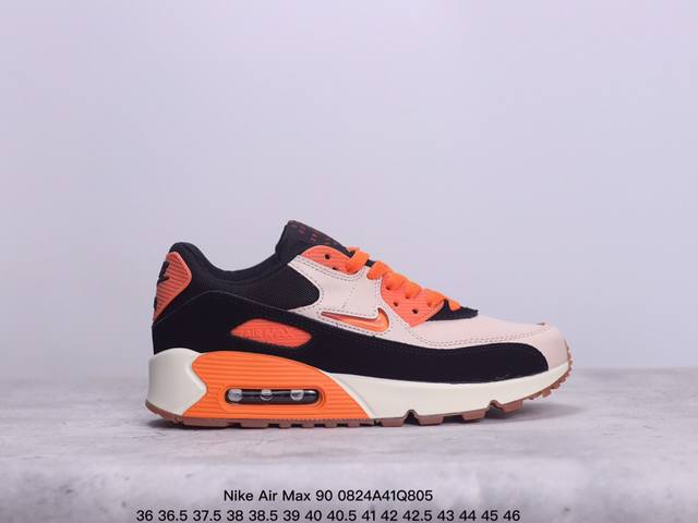 真标耐克nike Air Max 90 经典复古小气垫缓震跑鞋 鞋面由皮和革织物打造，犀利的条线打造出酷劲十的足视觉效果 网布鞋增面强透气性，穿着为极舒适 经可