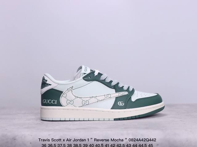 公司级aj1倒勾travis Scott X Air Jordan 1 ” Reverse Mocha “ Aj1乔1 Ts 闪电 联名倒钩 低帮文化篮球鞋 完