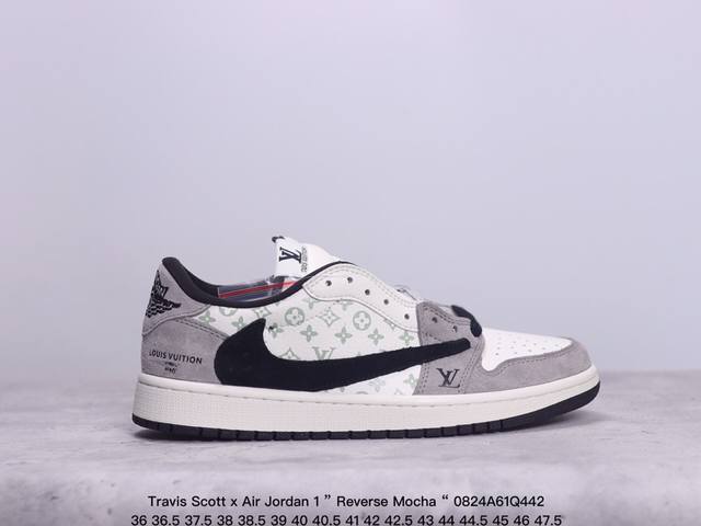 公司级aj1倒勾travis Scott X Air Jordan 1 ” Reverse Mocha “ Aj1乔1 Ts 闪电 联名倒钩 低帮文化篮球鞋 完