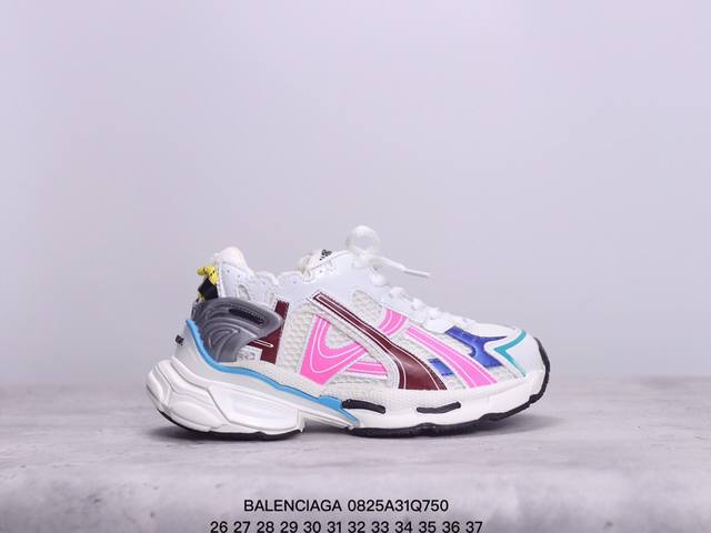 巴黎世家 阿迪达斯联名款 balenciaga Adidas联名track Forum老爹鞋百搭透气厚底潮鞋 巴黎世家欧洲站走秀款双层底内侧魔术贴男女童真皮拼色