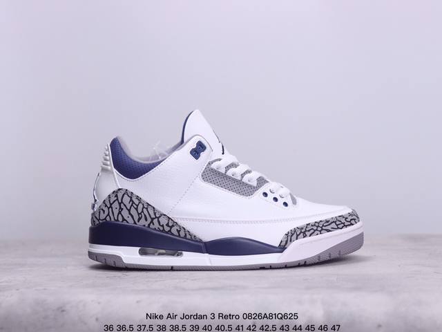 公司级nike Air Jordan 3 Retro皮革 潮流 防滑耐磨包裏性 中帮 复古篮球鞋 缜密拉帮及中底钢印细节 全新底模 货号:Fn0344-001