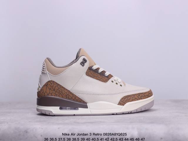 公司级nike Air Jordan 3 Retro皮革 潮流 防滑耐磨包裏性 中帮 复古篮球鞋 缜密拉帮及中底钢印细节 全新底模 货号:Fn0344-001