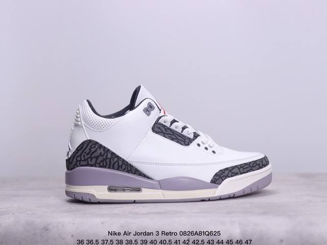 公司级nike Air Jordan 3 Retro皮革 潮流 防滑耐磨包裏性 中帮 复古篮球鞋 缜密拉帮及中底钢印细节 全新底模 货号:Fn0344-001