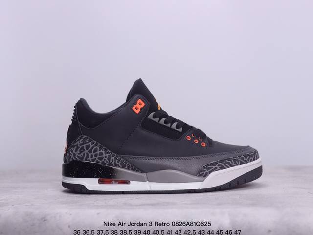 公司级nike Air Jordan 3 Retro皮革 潮流 防滑耐磨包裏性 中帮 复古篮球鞋 缜密拉帮及中底钢印细节 全新底模 货号:Fn0344-001