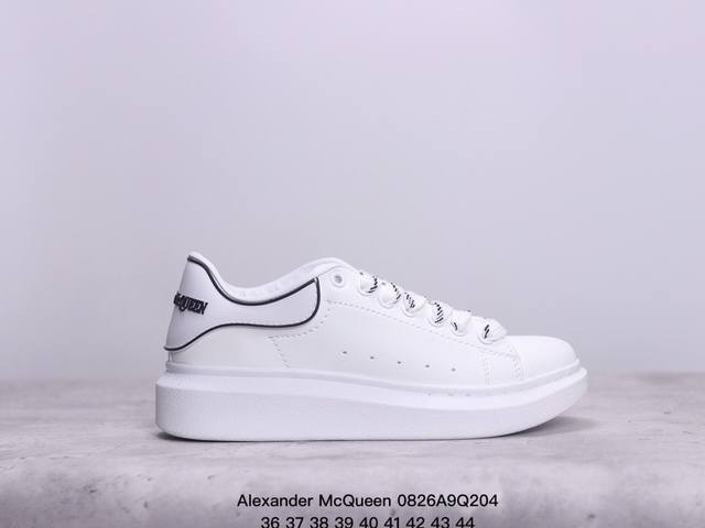 意大利高奢品牌alexander Mcqueen亚历山大 麦昆 Sole Leather Sneakers低帮时装厚底休闲运动小白鞋 货号:383942 xm0