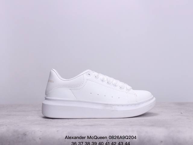 意大利高奢品牌alexander Mcqueen亚历山大 麦昆 Sole Leather Sneakers低帮时装厚底休闲运动小白鞋 货号:383942 xm0