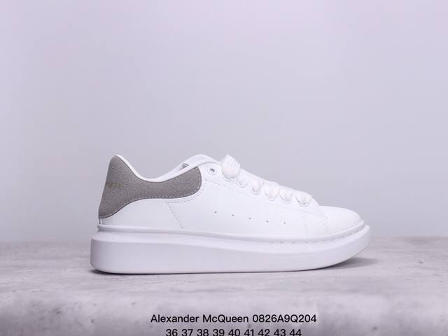 意大利高奢品牌alexander Mcqueen亚历山大 麦昆 Sole Leather Sneakers低帮时装厚底休闲运动小白鞋 货号:383942 xm0