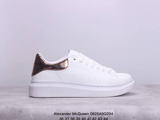 意大利高奢品牌alexander Mcqueen亚历山大 麦昆 Sole Leather Sneakers低帮时装厚底休闲运动小白鞋 货号:383942 xm0