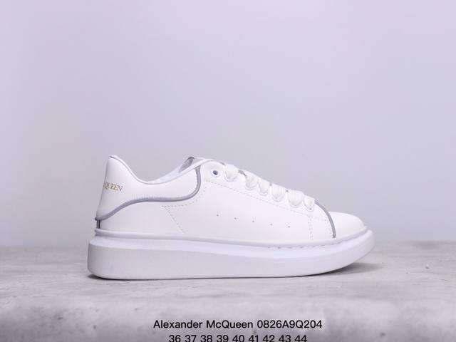 意大利高奢品牌alexander Mcqueen亚历山大 麦昆 Sole Leather Sneakers低帮时装厚底休闲运动小白鞋 货号:383942 xm0