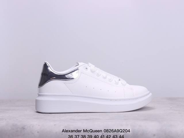 意大利高奢品牌alexander Mcqueen亚历山大 麦昆 Sole Leather Sneakers低帮时装厚底休闲运动小白鞋 货号:383942 xm0