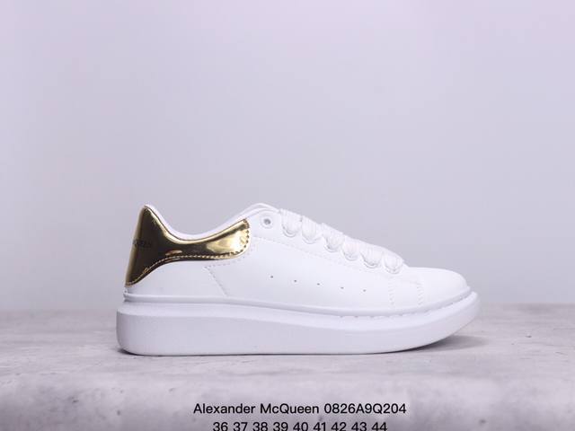 意大利高奢品牌alexander Mcqueen亚历山大 麦昆 Sole Leather Sneakers低帮时装厚底休闲运动小白鞋 货号:383942 xm0