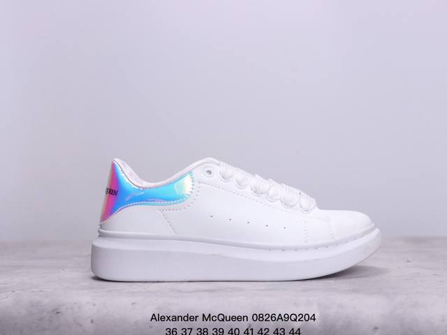 意大利高奢品牌alexander Mcqueen亚历山大 麦昆 Sole Leather Sneakers低帮时装厚底休闲运动小白鞋 货号:383942 xm0