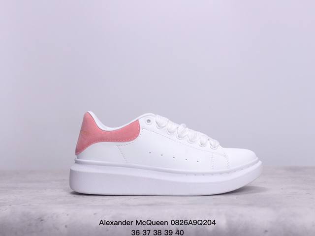 意大利高奢品牌alexander Mcqueen亚历山大 麦昆 Sole Leather Sneakers低帮时装厚底休闲运动小白鞋 货号:383942 xm0