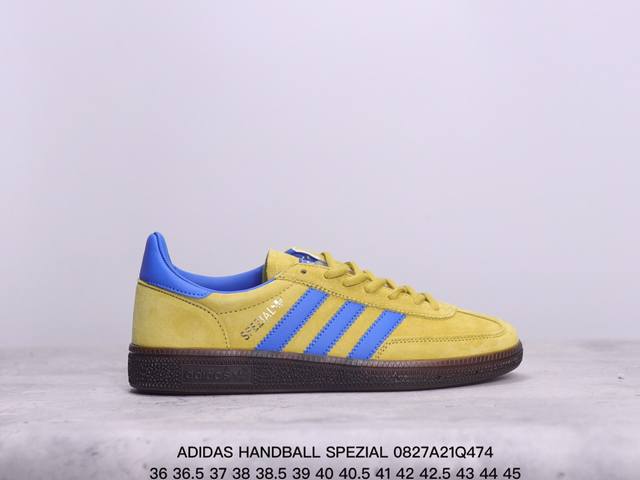 Adidas 三叶草 Handball Spezial 1比1工匠精神 全鞋采用进口头层猪八制作 牛筋耐磨大底 承载青春情怀的板鞋，是现在潮男靓女上脚的大热鞋款