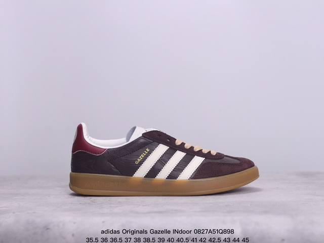 公司级adidas Originals Gazelle Indoor 三叶草休闲防滑耐磨低帮板鞋 鞋头出色设计 塑就出众贴合感 稳固的后跟贴合足部曲线设计 软弹