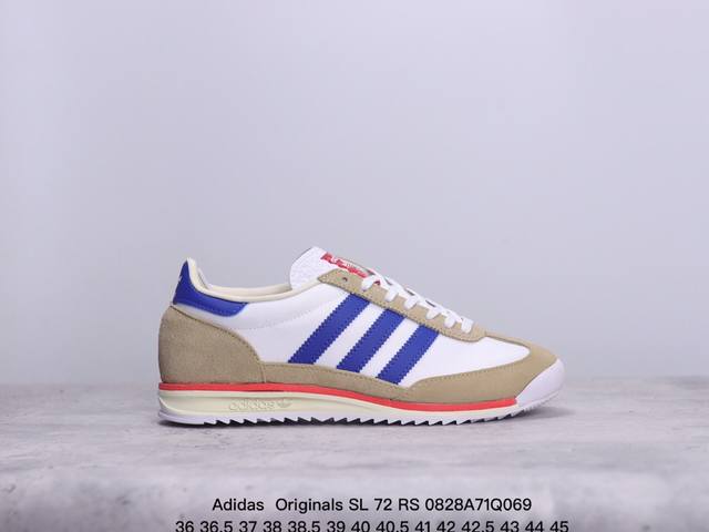 阿迪达斯adidas Originals Sl 72 Rs Jh8647 阿迪经典复古慢跑鞋 鞋款采用舒爽尼龙鞋面、绒面革饰面和皮革细节等设计。与此同时，搭载着