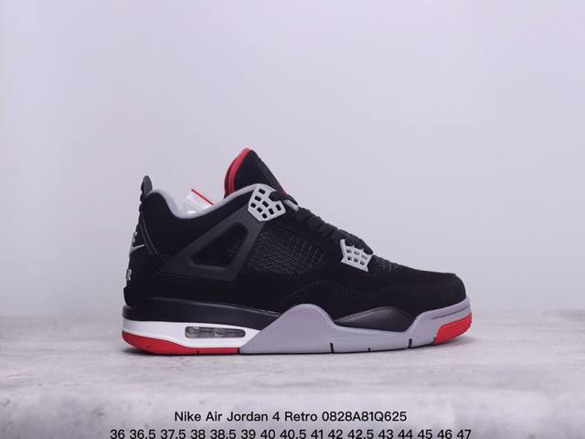 公司级nike Air Jordan 4 Retro皮革 潮流 防滑耐磨包裏性 中帮 复古篮球鞋 缜密拉帮及中底钢印细节 全新底模 货号:Fn0344-001