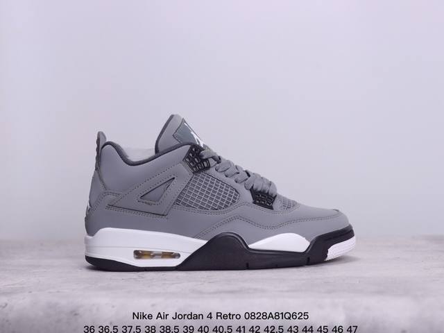 公司级nike Air Jordan 4 Retro皮革 潮流 防滑耐磨包裏性 中帮 复古篮球鞋 缜密拉帮及中底钢印细节 全新底模 货号:Fn0344-001