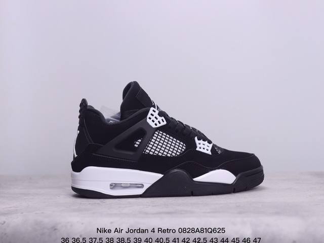 公司级nike Air Jordan 4 Retro皮革 潮流 防滑耐磨包裏性 中帮 复古篮球鞋 缜密拉帮及中底钢印细节 全新底模 货号:Fn0344-001