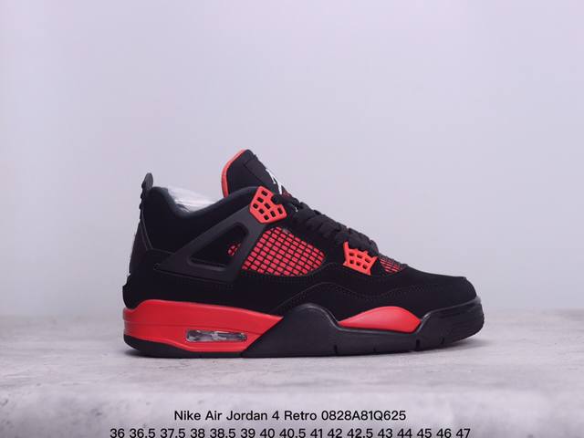 公司级nike Air Jordan 4 Retro皮革 潮流 防滑耐磨包裏性 中帮 复古篮球鞋 缜密拉帮及中底钢印细节 全新底模 货号:Fn0344-001