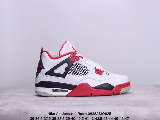 公司级nike Air Jordan 4 Retro皮革 潮流 防滑耐磨包裏性 中帮 复古篮球鞋 缜密拉帮及中底钢印细节 全新底模 货号:Fn0344-001