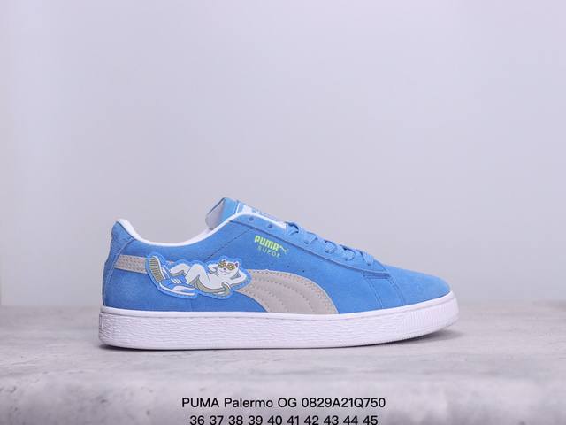 Puma Palermo Og 彪马 低帮 蓝白 男女同款 防滑耐磨低邦德训板鞋 Army Trainer Og休闲鞋沿用德训鞋经典外观，鞋身和鞋舌分别添加了品