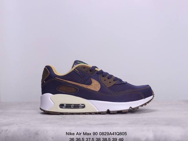 真标耐克nike Air Max 90 经典复古小气垫缓震跑鞋 鞋面由皮和革织物打造，犀利的条线打造出酷劲十的足视觉效果 网布鞋增面强透气性，穿着为极舒适 经可 - 点击图像关闭