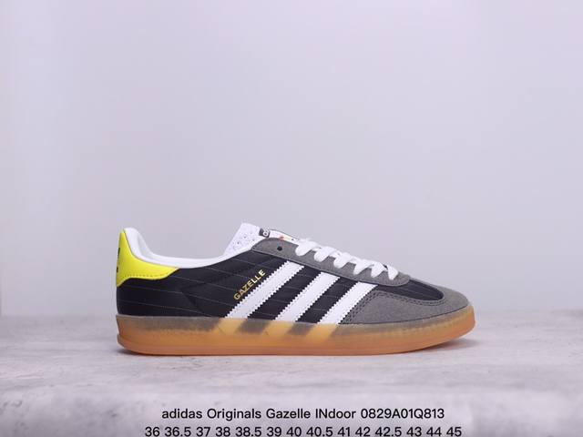 公司级adidas Originals Gazelle Indoor 三叶草休闲防滑耐磨低帮板鞋 鞋头出色设计 塑就出众贴合感 稳固的后跟贴合足部曲线设计 软弹